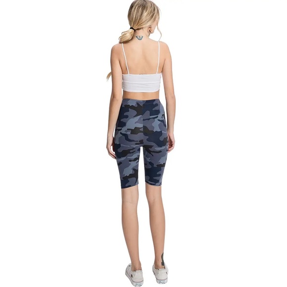 SALE! Navy Camo Green High Waist Biker Shorts - Picture 8 of 8